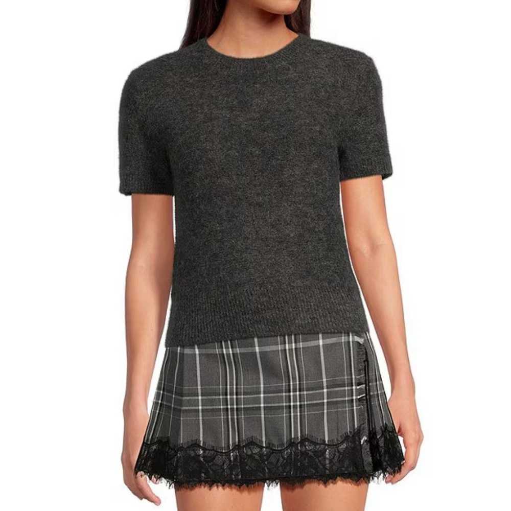 Gianni Bini Black/charcoal Grey Short Sleeve Top